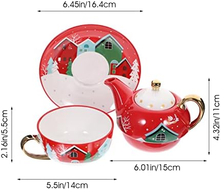 Божиќна порцеланска чај од Зеродеко постави керамички кафе -чаша со чинија чај чај сад керамички чај котел вода кригла за кафе пијалоци