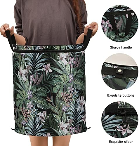 Тропски цветни печати- Поп-доп за перење алишта со капакот за складирање на капакот што може да се сруши торба за перење алишта