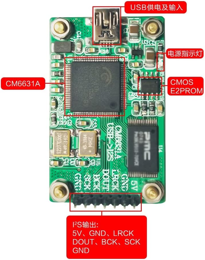 Лукео Звук Картичка Модул Дигитален Интерфејс USB ДО I2S 32bit/192K Со Декодер Одбор Hifi Дигитални Аудио Одбор