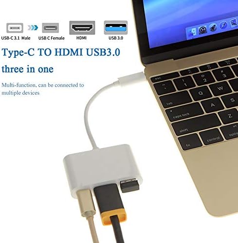 UXZDX 3 во 1 USB C Hub PD USB 3.0 мултипорт адаптер USB 3.1 тип Ц машки до HDM-компатибилен адаптер