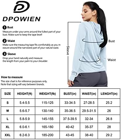 Dpowienенска женска атлетска јакна лесен долг ракав upf 50+ кошули за пешачење целосен патент за заштита од сонце со џебови со џебови