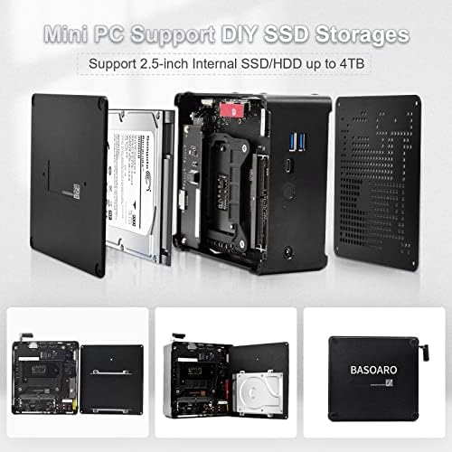 BASOARO Мини Бизнис десктоп компјутер i9, Core i9 10880h Windows 11 Pro Микро Десктоп Компјутер, 64G RAM МЕМОРИЈА 512G SSD, Gigabit