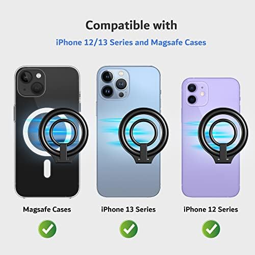 Pzoz Magnetic iPhone 14/13 држач за прстен за прстен за Magsafe, 360 ° прилагодлив удар за iPhone 14 13 12, Pro, Mini, Max, Plus, Компатибилен