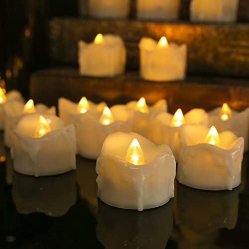 Новото затемнети свеќи со далечински, восок испружени LED чајни светла со реално треперење, топло бело, пакет од 12