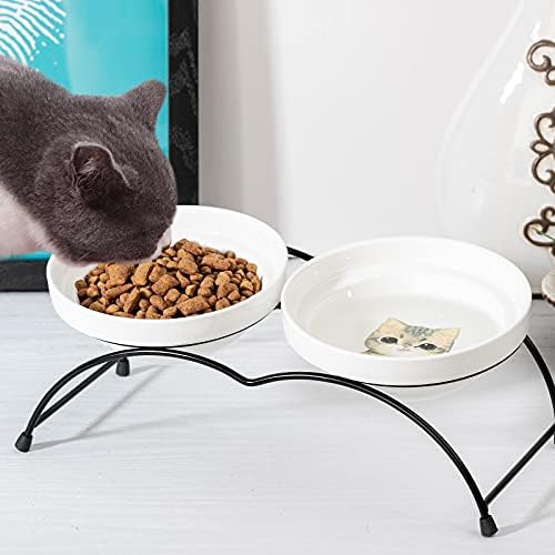 Emемири одгледуваше чинии за мачки, керамички чинии со мачки со штанд за храна и вода, покачени садови за миленичиња за мачки и мало куче, Заштитете ја 'рбетот на мачк