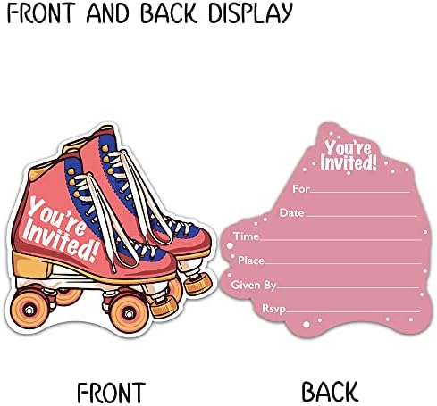 ЗББФСЦСБ Ролери Облик Филер Покани, 15 Ролери Скејт Покани Со Коверти, Гроздобер Партија Покани, Ролери Клуб Партија, Ролери Девојка Роденден