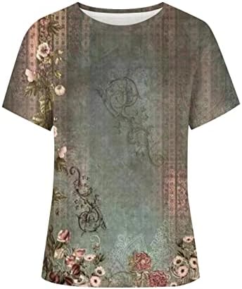 Женски чипка врвови облечени обични бохо цветни v вратот копче надолу кратки ракави лабави летни проточни блузи