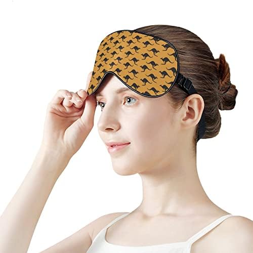 Кенгур шема Смешна спиење маска за очи мек заслепи за очи со прилагодлива лента за ноќни очила за мажи за жени