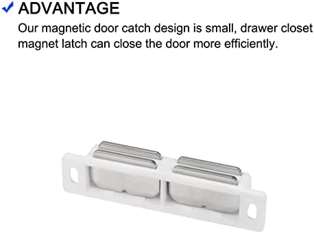 Металиксичност Двојни магнетни брави фати 4 парчиња, пластична брава на магнет - за фиока за врата од кабинетот, декорација на домови, бело