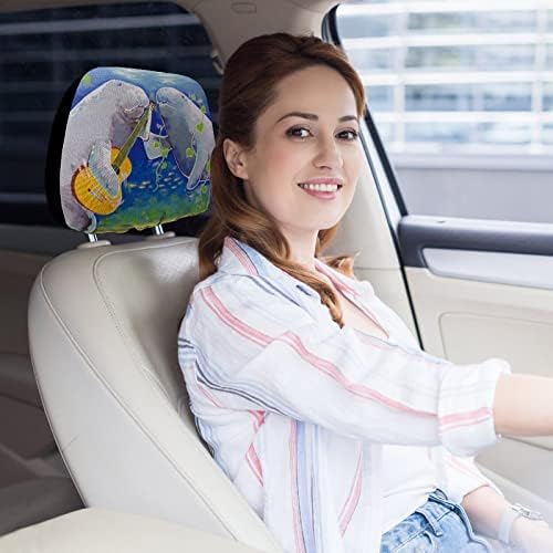Manatee Play Guitar Car Seat Head Head Spert Cover Comfort Seat Gead Rest Empert Protector За повеќето автомобили
