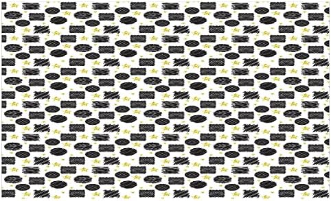 Ambesonne црна и жолта керамичка држач за четкички за заби, тема за уметност со писатели со кругови квадрати и starsвезди геометриски doodle, декоративен разноврсен countertop за