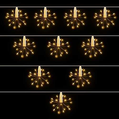 10 парчиња батерии оперирани Божиќни светла на Starburst, 150 LED 8 функции на трепет Офицери за светла за внатрешни дрвја на отворено Божиќни украси