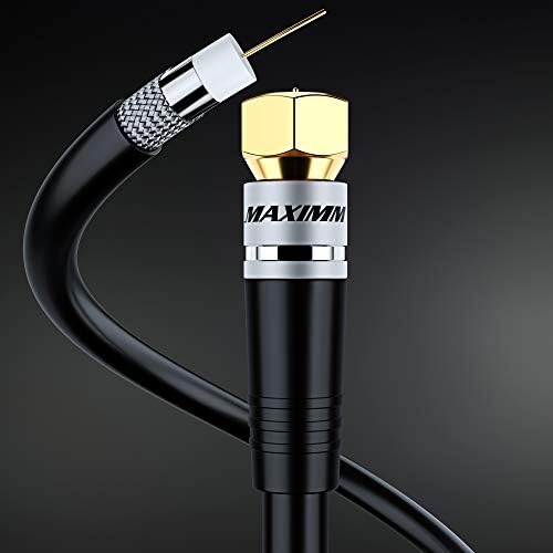 RG6 коаксијален кабел - Трипл заштитен, не -кислород бакарен кабел за кабел за ТВ, Интернет и повеќе - флексибилен кабел за кабел [2FT