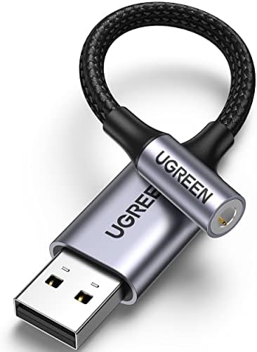 UGREEN USB до 3,5 mm Приклучок Аудио Адаптер USB Поддршка За Звучна Картичка Mic TRRS Слушалки DAC 24bit 96kHz НАЈЛОН Плетенка
