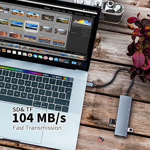 USB C Hub 4k@60hz HDMI Адаптер, 9IN1 USB C Центар со 3,5 m Приклучок, 3 USB3. 0, Sd/TF Картичка Слот, 100W USB C PD, USB-C3.0, за iPad