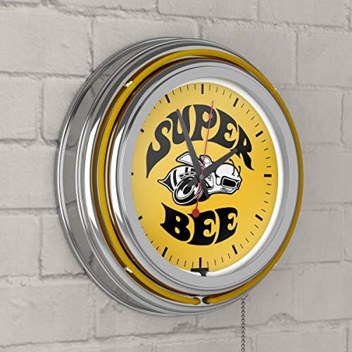 Трговска Марка Gameroom Dodge Chrome Двојно Скалило Неонски Часовник-Супер Пчела