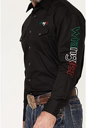 Мексикански лого на Вранглер Мексико го прилепува западната кошула црна голема