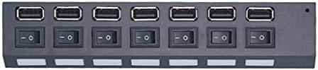KJHD USB Адаптер За Напојување 7 Порта Повеќе Експандер 2.0 USB Центар со Прекинувач За Компјутер Мулти-Интерфејс