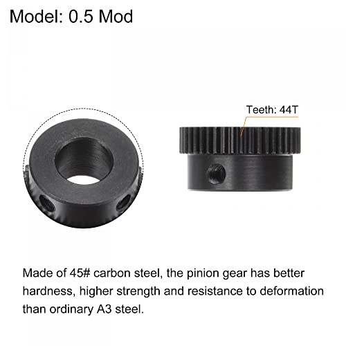 uxcell Pinion Опрема Во Собата, 45# Јаглероден Челик Моторни Решетката Поттикне Опрема Со Чекор Црна, 0.5 Mod 44T 10mm Создаден 23mm Надворешниот Dia, М4 Сет Завртки Вклучени