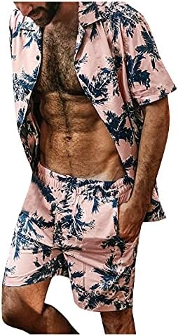 2023 Нови шорцеви со кратки ракави Печатени летни кошули 2-парчиња и поставуваат панталони плажа мажи мажи костуми за мажи за капење костуми за капење