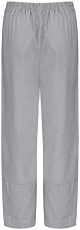Плус панталони со големина жени секси лента со високи половини летни памучни и постелнини хеланки долги карго панталони жени обични