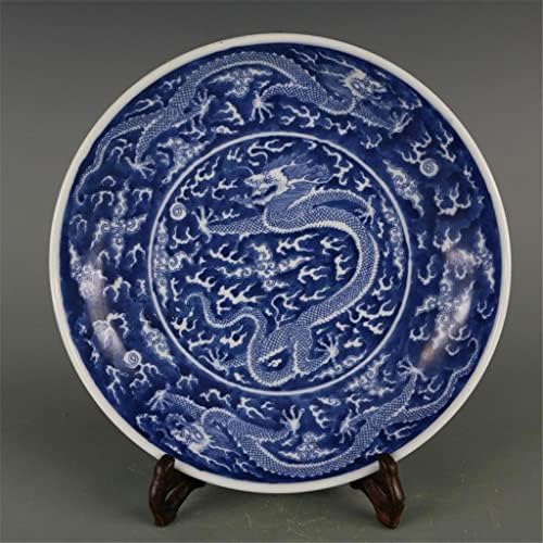 CZDYUF кинески стил дневна соба дома керамичка чинија ingingdezhen античка керамичка чинија сина и бела змејска плоча