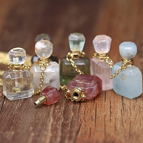 FSYSM Femaleенски есенцијално масло дифузер парфем шише шише со приврзок ѓердан природен камен кристал ѓердани накит подарок