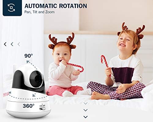DBPOWER Видео Бебе Монитор Со Камера И Аудио, 360°Pan 3.5 LCD до 4 Камери, Двонасочен Разговор, Ноќно Гледање, Не-WiFi, VOX, Приспивни