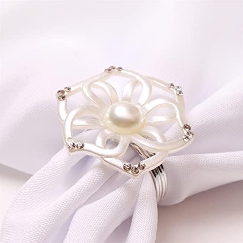 N/A 4 парчиња елегантни бели кристални розови салфетки прстени за венчавки за одмор на салфетки за салфери за декорација на маса,