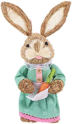 jojofuny home decor standing слама зајак со фигурини за зајаче од морков, велигденска декор, земја градина став деца играчки играчки