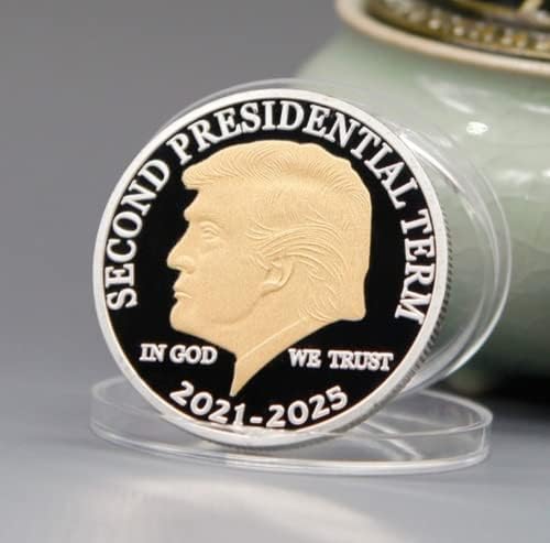 2021-2025 Претседателски Избори Во Сад Трамп Златна Двојна Боја Комеморативна Монета Предизвик Монети Монети Колекционерски Предмети,