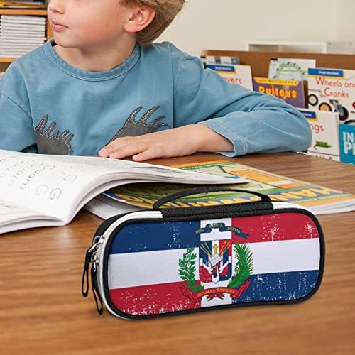 Ретро Доминиканска Република Знаме со висок капацитет Пенкал Пенкал, преносно носење торбичка за шминка, торбичка за складирање