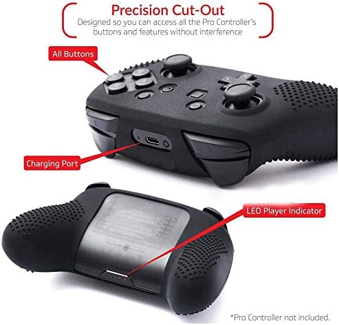 Силиконски куќиште за покривање гума за заштита на кожата на кожата + 8 парчиња аналогни џојстик затегнете стап за стап за Nintendo Switch Pro Controller Game Case Case Case