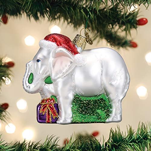 Божиќни украси на стариот свет бело слон стакло разнесени украси за новогодишна елка