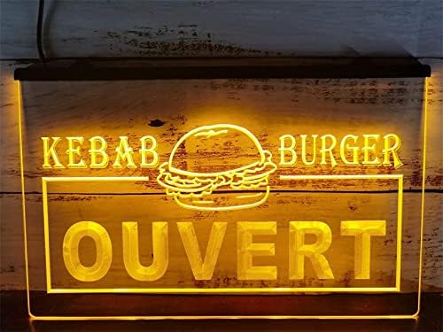 DVTEL Ouvert Kebab Плескавица Неонски Знак Led Моделирање Светло Прозрачни Букви Табла Акрилни Панел Неонски Декоративни Светлина,