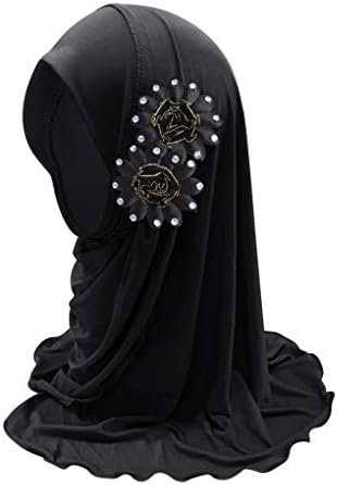 Девојки Прекрасен Муслимански Хиџаб Со Цвеќиња Анти-УВ Исламска Глава шамија за 2-6 Години