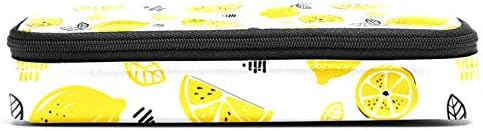 Рачно нацртана шема на лимон 84x55in кожен молив со молив, торба со пенкало со двојна торбичка за складирање торбички за торбички