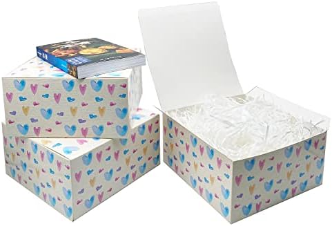 10 кутии за подароци 8x8x4 инчи со налепници, кутии за подароци со капаци за подароци, кутии за предлози за деверуша, декоративни кутии