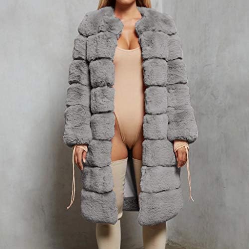 IYYVV жени плус големина faux крзнено палто топло крзно долга јакна со долга ракава долга надворешна облека