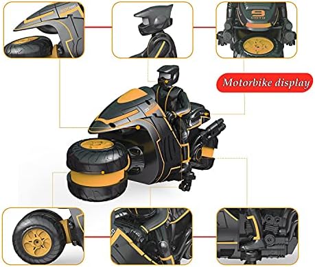 GX-YJWNY RC моторцикл со батерии што се полнат, 360 ° ротирачки мотоцикли за далечински управувач, 2WD RC мотоцикл 2,4GHz со голема