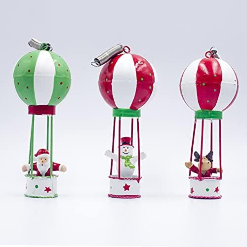 Орнамент за Божиќни топки на FGYSFT - 3 -пакувања на Божиќни украси, распрскувани, украси со цртани филмови со пролет, Дедо Мраз во балон