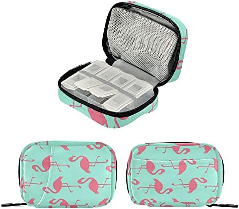 Слатка фламинго Торба за патувања, организатор на мали пилули, држач за кутии со рачка, за да се складира лекови за складирање