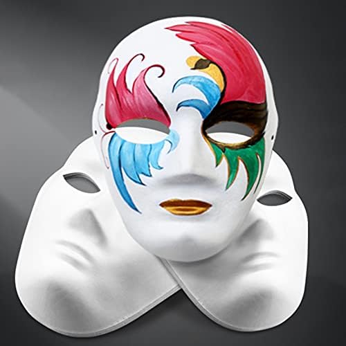 Бели обични маски, 12 пакувања DIY целосни маски за лице хартија Маши уметнички маски Бели занаетчиски маски, насликани маски, празно