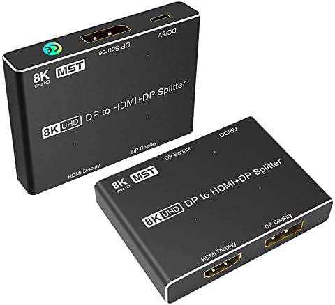 DisplayPort 1.4 MST Hub Splitter со HDMI & DisplayPort Out, Bolaazul 2-Port DP Multi-Stream Transport 4K@120Hz над HDMI OUT, DP MST-картичка