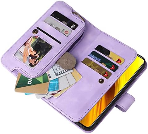 Заштитна футрола за паричник, компатибилен со Xiaomi POCO X3 NFC/POCO X3, PU кожа Тенок Телефон Флип куќиште, магнетски држач за заштитени држачи W картичка+клип за џебни појаси