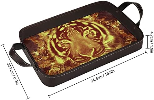 Tiger Flame Fire Pu Feather Serving Serving Serving Tray Elegant Table Decor Perfume Организатор со рачки