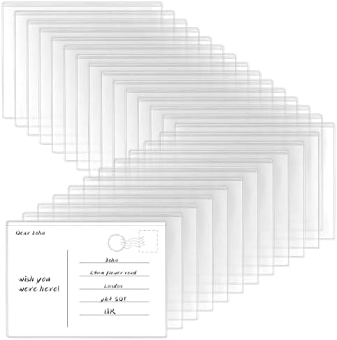 Цмкура 60 Пакет Јасно Пластични Џебови Библиотека Картичка Етикета Носителот, Самолепливи Индекс Картичка Носителот Со Врвот Отворен, 4.6
