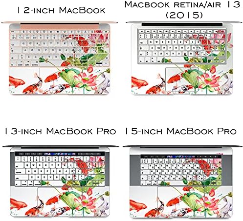 Cavka vinyl Decal Skin компатибилна за MacBook Pro 16 M1 Pro 14 2021 Air 13 M2 2022 Retina 2015 Mac 11 Mac 12 Koi Fish Design Ново покритие