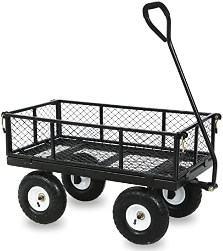 Тешка 400 bs преклопени челични мрежи градинарска количка, целиот вагон на теренот, вагони што можат да се влечат на отворено со отстранливи страни за фарма, двор, гра?