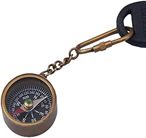 Хемптон Наутички К-246-Антички месинг компас 5 -Наутички прстен за декоративен ланец-декоративен клуч